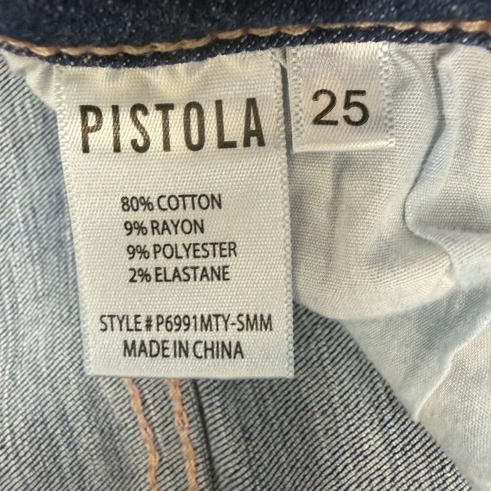 Pistola Distressed Straight Leg Jeans Raw Hem Stretch Denim Womens 24x26 - Picture 6 of 6